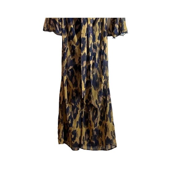 Asos Design Wrap Front Fluted Sleeve Jumpsuit Flowy Leopard Print - Picture 7 of 12